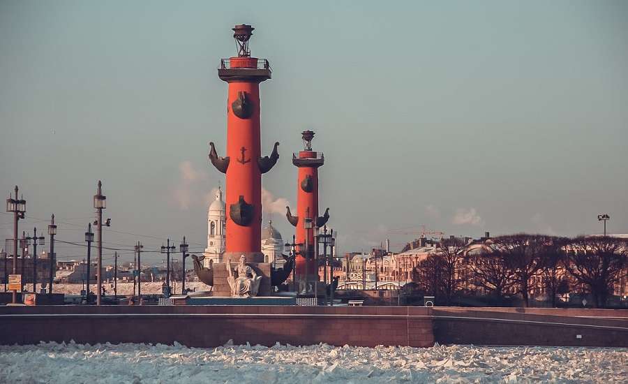 The Vasilievsky Island Spit and Rostral Columns, St. Petersburg
