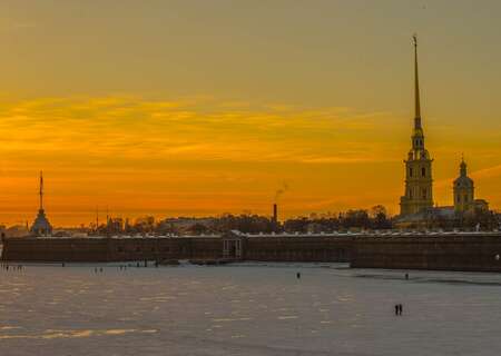 Peter and Paul fortress winter view, St Petersburg, Russia