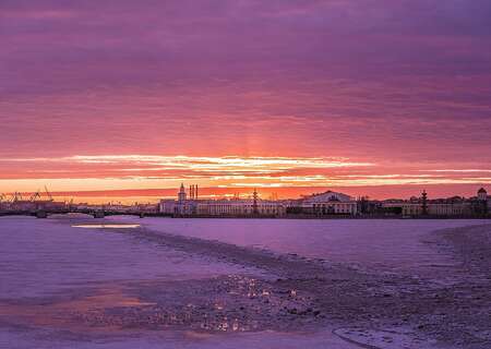 Neva river winter view, St Petersburg, Russia
