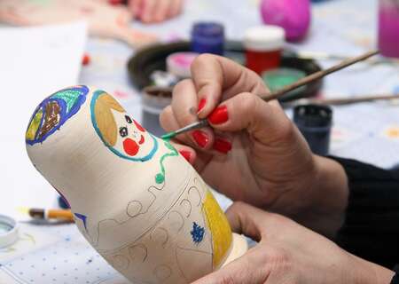 Matreshka painting at Shuvalovka, Russia